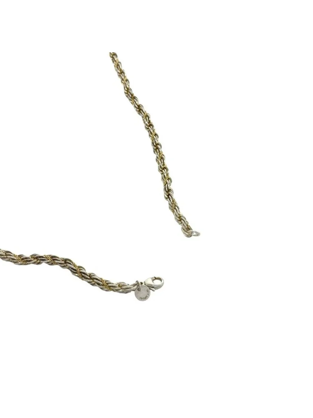 Tiffany & Co Vintage Twisted Rope Necklace Silver Yellow Gold